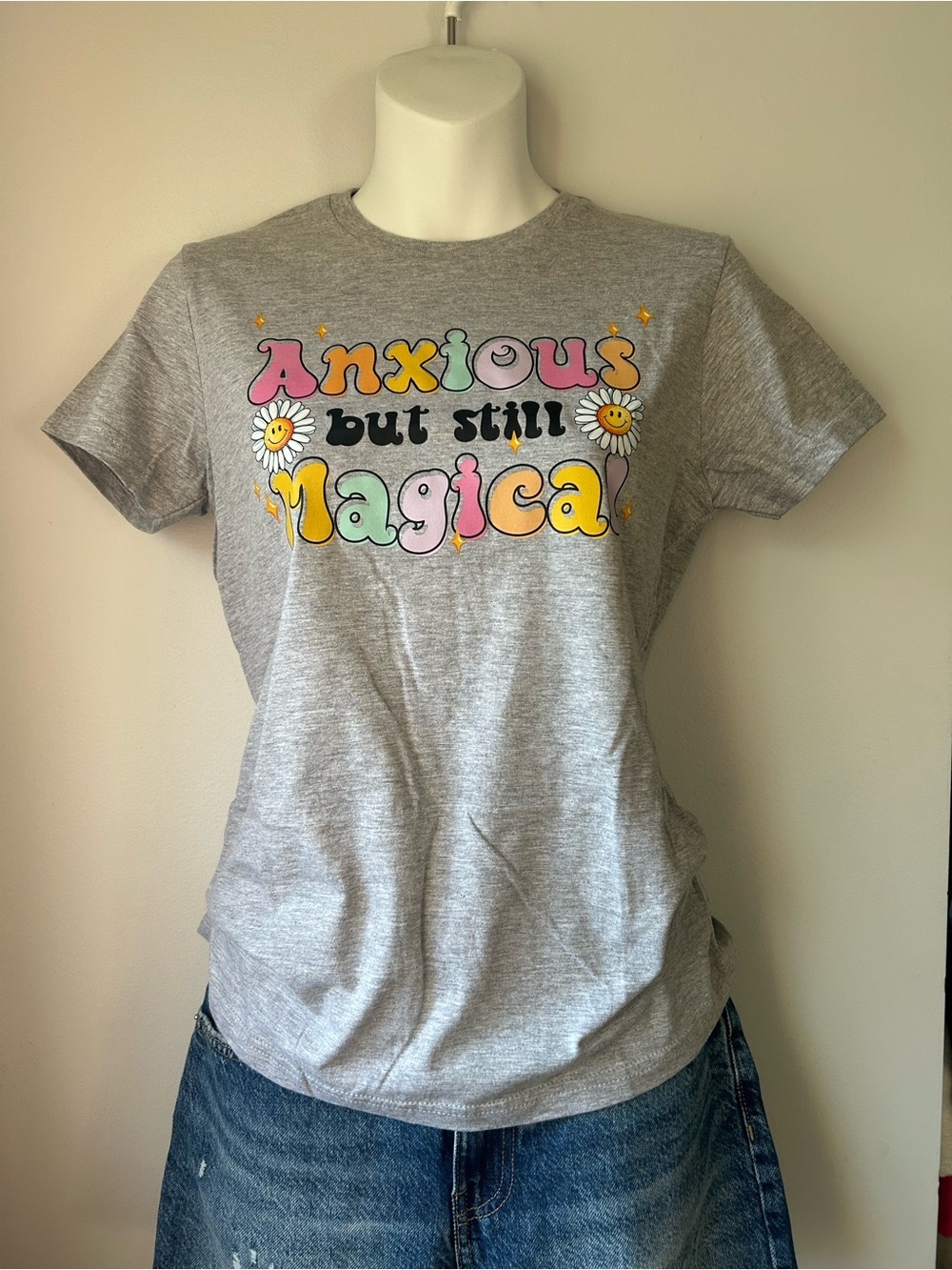 NEW Anxious But Still Magical Gray Graphic Tee (Woman Fit)